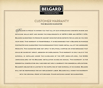 Belgard Warranty